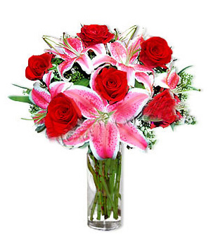 Rose and lilies free with a vase delivered
