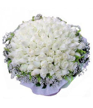 99 white roses bouquet - flower delivery to China