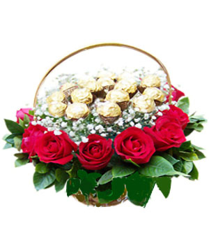 Flower China - flowers with chocolate in basket delivery 