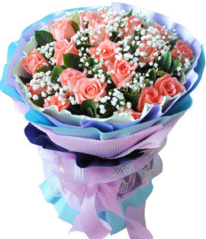 Send 19 pink roses with green in China